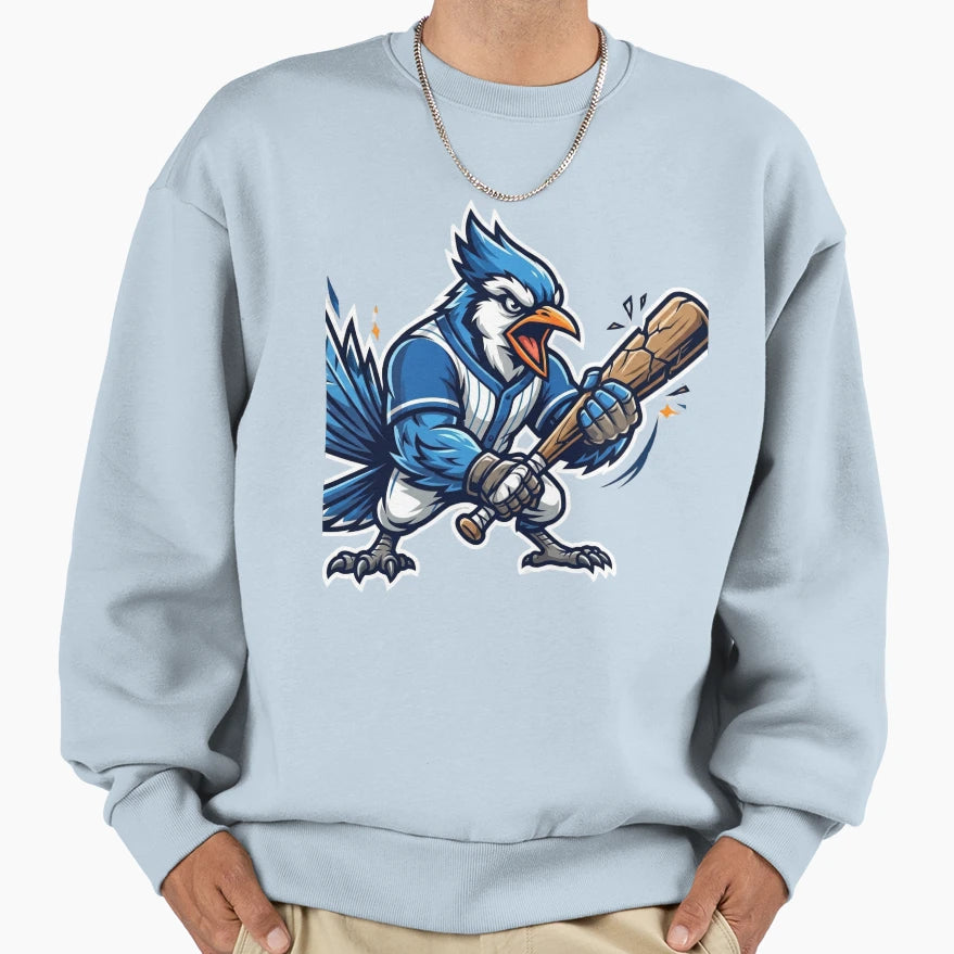 Furious Blue Jay Mascot Sweatshirt - Streetwear Style for Adults - T-Shirt, Sweatshirt, Hoodie