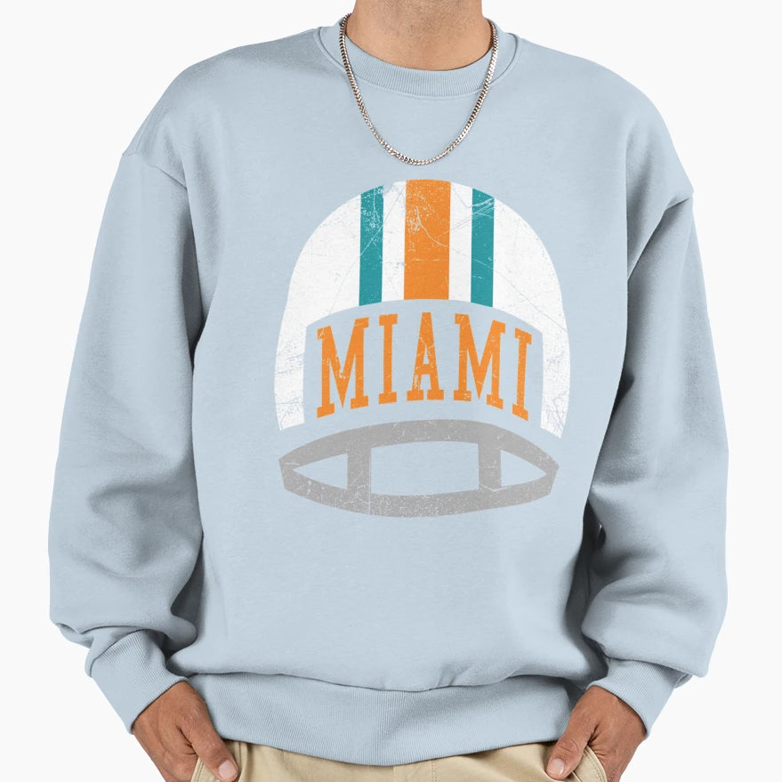 Miami Helmet Aqua Sweatshirt - Custom Art Print for Adults - T-Shirt, Sweatshirt, Hoodie