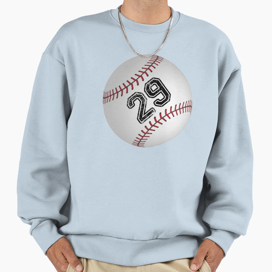 Baseball Ball Number 29 Twenty Nine Sweatshirt - Trendy Graphic for Adults - T-Shirt, Sweatshirt, Hoodie