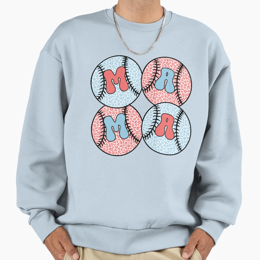 Softball Baseball Leopard Mama Sweatshirt - Casual Everyday Wear for Adults - T-Shirt, Sweatshirt, Hoodie
