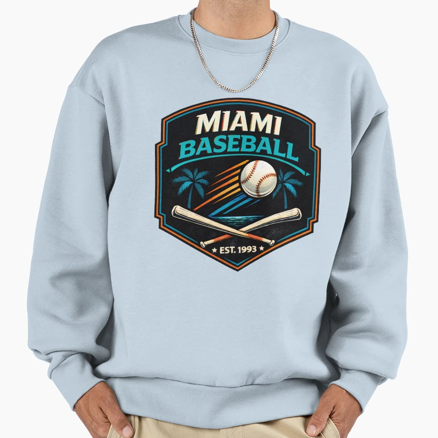 Miami Baseball Est 1993 Modern Teal T-Shirt - Minimalist Print Unisex - T-Shirt, Sweatshirt, Hoodie