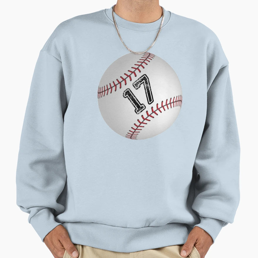 Baseball Ball Number 17 Seventeen Sweatshirt - Unique Graphic Unisex - T-Shirt, Sweatshirt, Hoodie