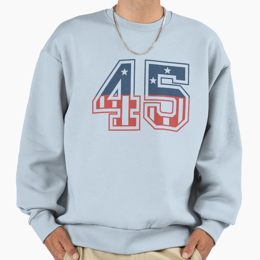 Number 45 Usa Sweatshirt - Trendy Graphic for Adults - T-Shirt, Sweatshirt, Hoodie