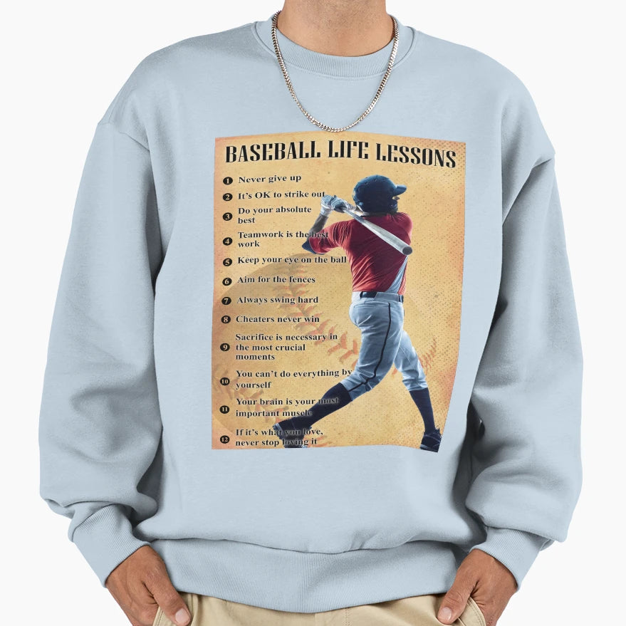 Baseball Life Lessons Sweatshirt - Fun Novelty Design for Adults - T-Shirt, Sweatshirt, Hoodie
