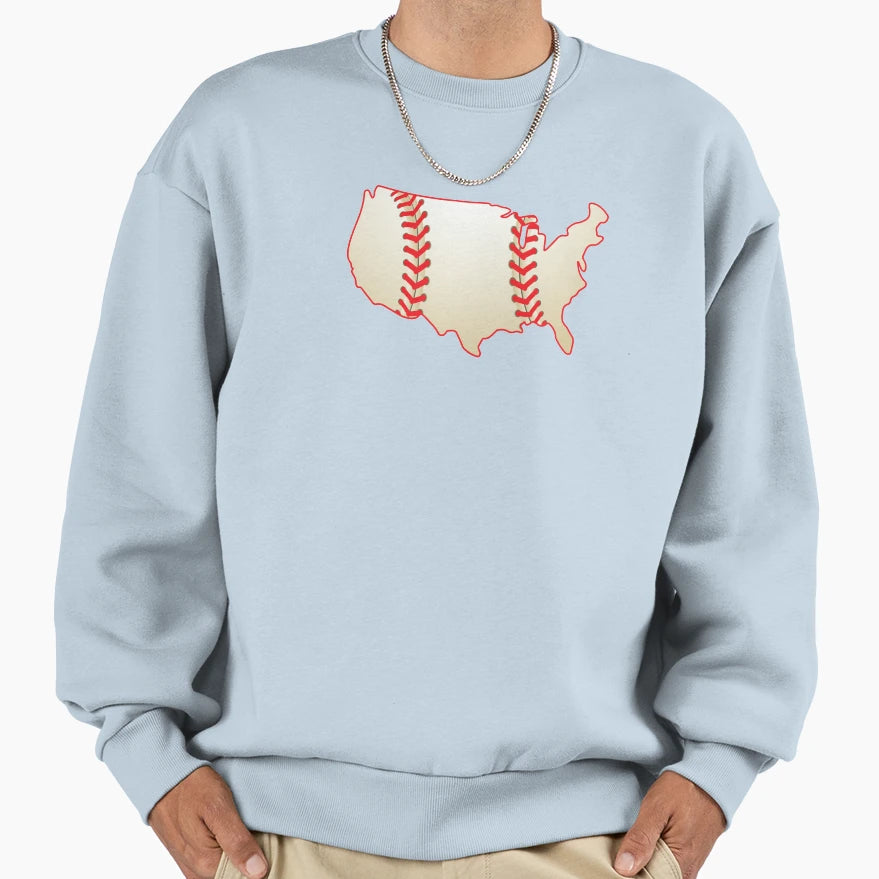 Usa Baseball Sweatshirt - Aesthetic Graphic Unisex - T-Shirt, Sweatshirt, Hoodie