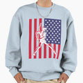 American Flag Baseball Player Sweatshirt - Fun Novelty Design Men Women - T-Shirt, Sweatshirt, Hoodie