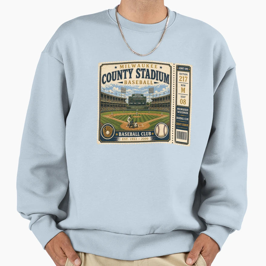 Milwaukee Baseball Ticket Stub Sweatshirt - Fun Novelty Design Men Women - T-Shirt, Sweatshirt, Hoodie