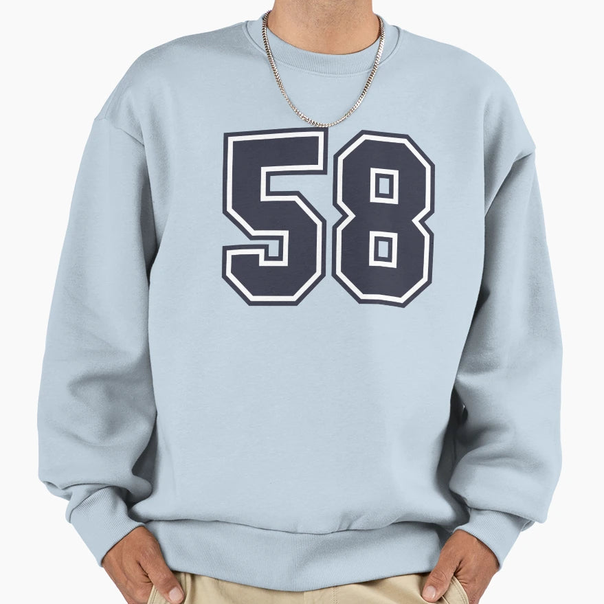 58 Sports Number Fifty Eight Sweatshirt - Custom Art Print for Adults - T-Shirt, Sweatshirt, Hoodie