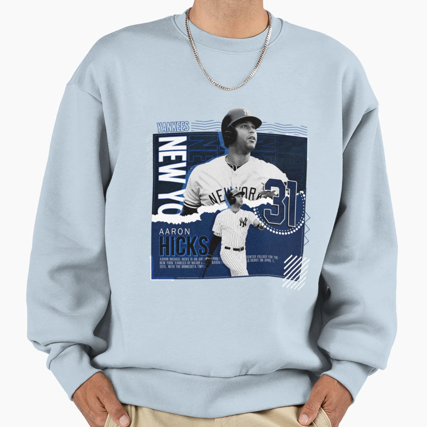 Aaron Hicks Baseball Sweatshirt - Streetwear Style for Adults - T-Shirt, Sweatshirt, Hoodie