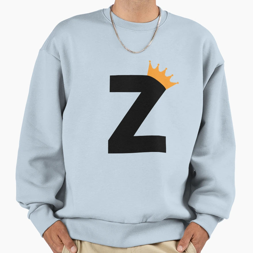 Crowned Monogram Letter Z Sweatshirt - Graphic Print Men Women - T-Shirt, Sweatshirt, Hoodie
