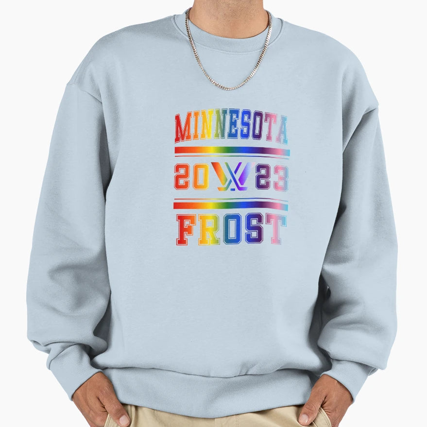 Minnesota Frost Pride Rainbow Pwhl Sweatshirt - Fun Novelty Design Unisex - T-Shirt, Sweatshirt, Hoodie