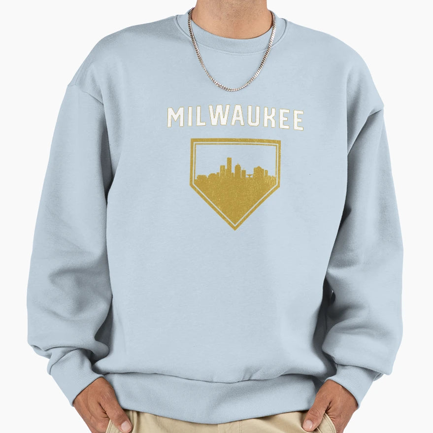 Milwaukee Baseball Home Plate Mke Sweatshirt - Minimalist Print Men Women - T-Shirt, Sweatshirt, Hoodie