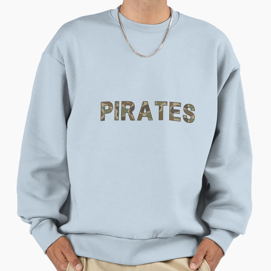 Pirates Block Letter Camo Sweatshirt - Trendy Graphic Unisex - T-Shirt, Sweatshirt, Hoodie