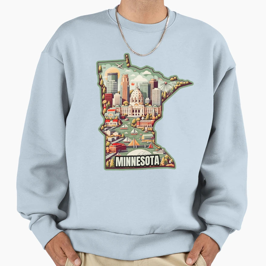 Minnesota Skyline Landmarks And Scenery Sweatshirt - Trendy Graphic Unisex - T-Shirt, Sweatshirt, Hoodie