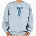 T Blue Marble Alphabet Letter Sweatshirt - Fun Novelty Design Men Women - T-Shirt, Sweatshirt, Hoodie