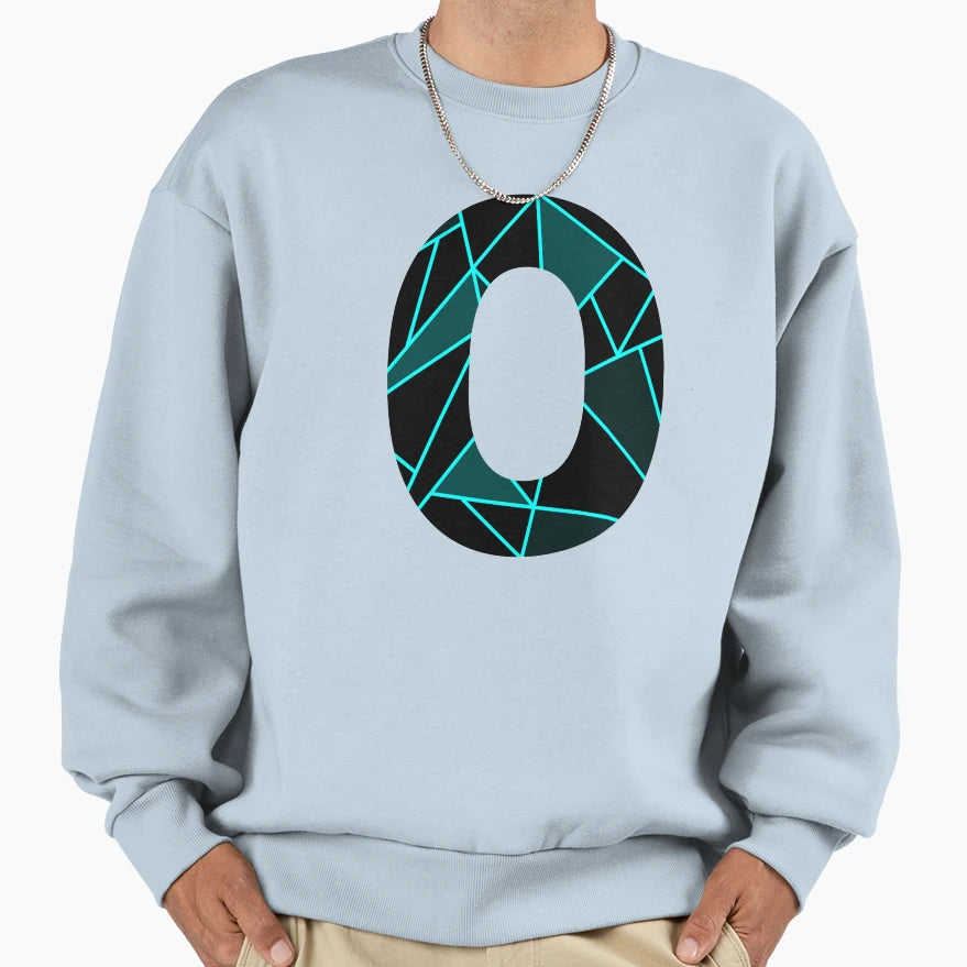 Monogram O Neon Blue Abstract Sweatshirt - Custom Art Print for Adults - T-Shirt, Sweatshirt, Hoodie