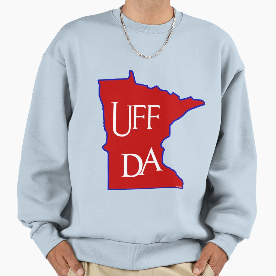 Uff Da Minnesota Map Norwegians Sweatshirt - Minimalist Print for Adults - T-Shirt, Sweatshirt, Hoodie