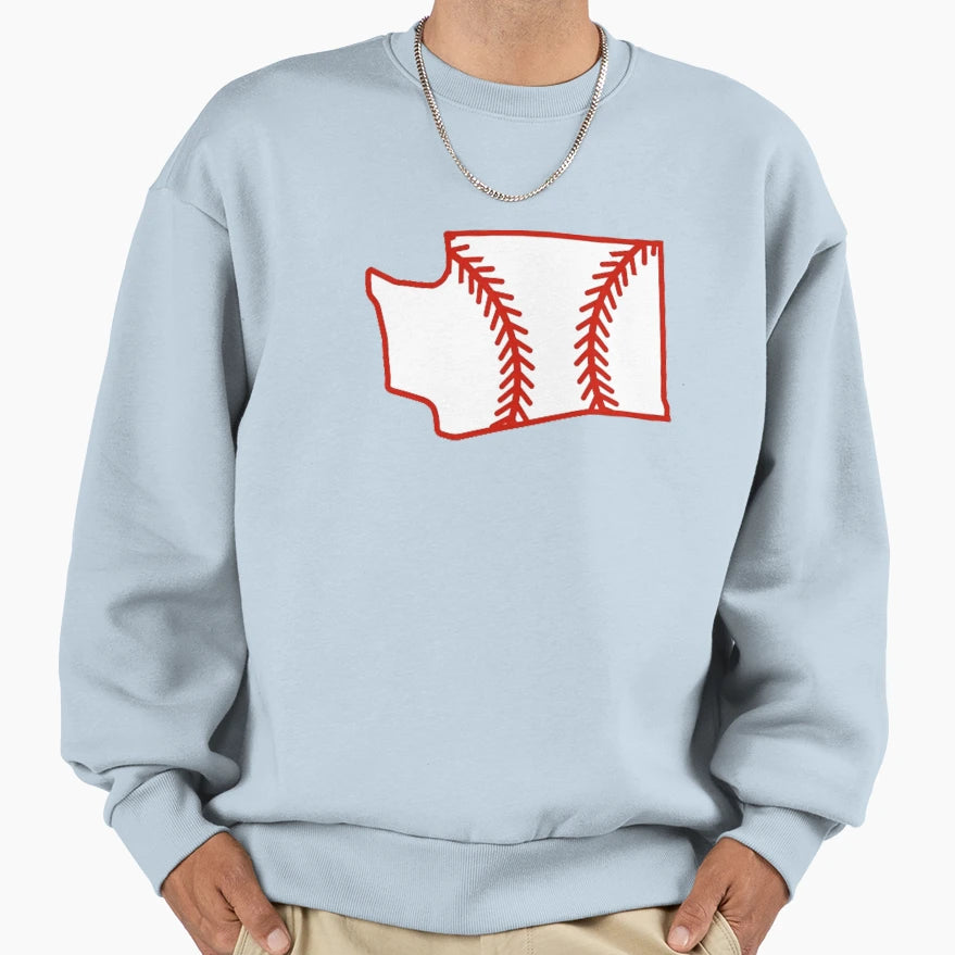 Washington State Outline Baseball Stitch Sweatshirt - Trendy Graphic Unisex - T-Shirt, Sweatshirt, Hoodie