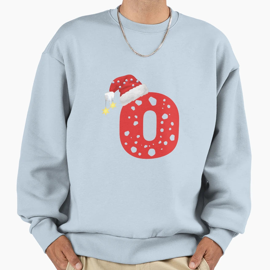 Letter O Santa Hat Monogram Sweatshirt - Streetwear Style Unisex - T-Shirt, Sweatshirt, Hoodie