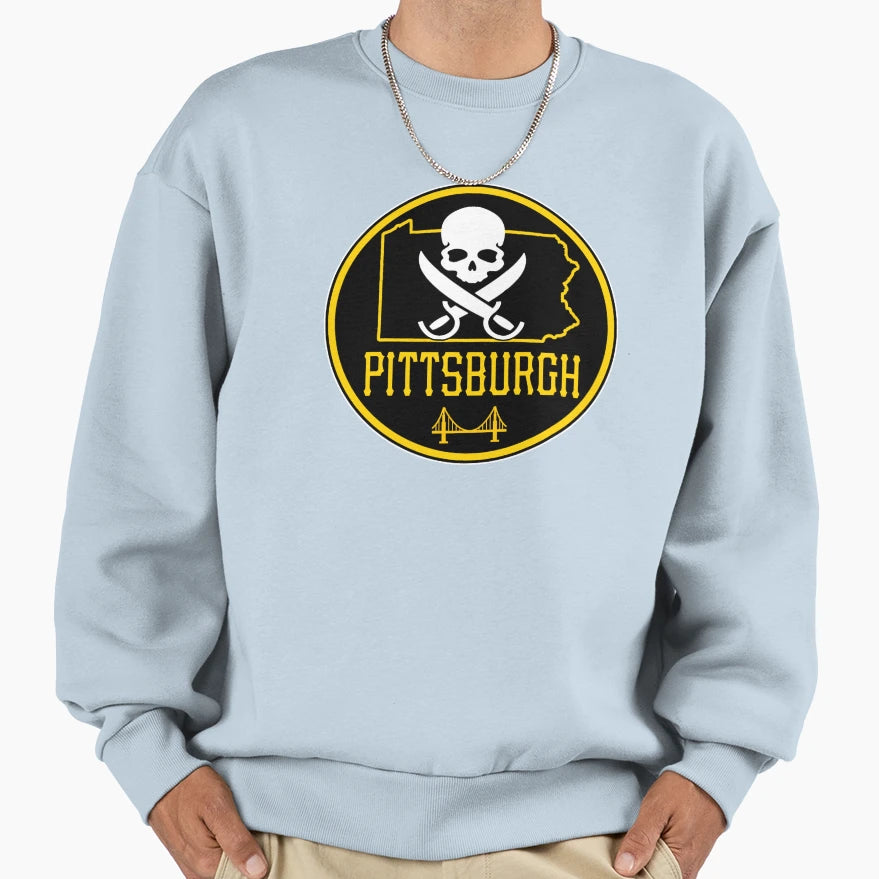 Pittsburgh Jolly Roger Crest Sweatshirt - Streetwear Style Unisex - T-Shirt, Sweatshirt, Hoodie