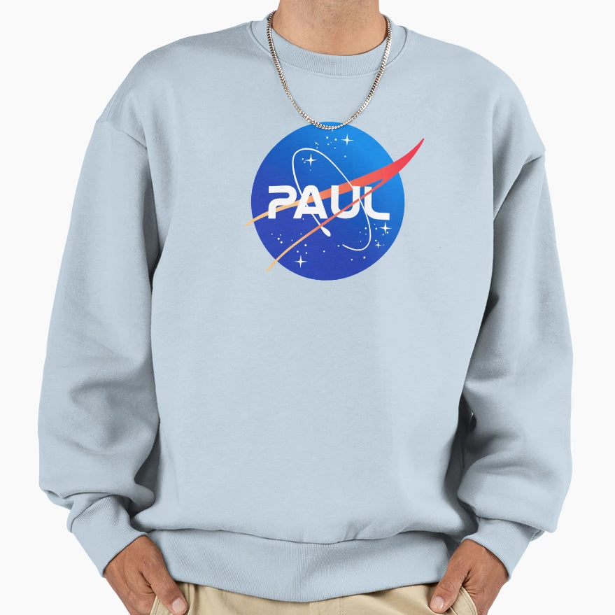Custom Name Nasa Logo Paul Sweatshirt - Fun Novelty Design for Adults - T-Shirt, Sweatshirt, Hoodie