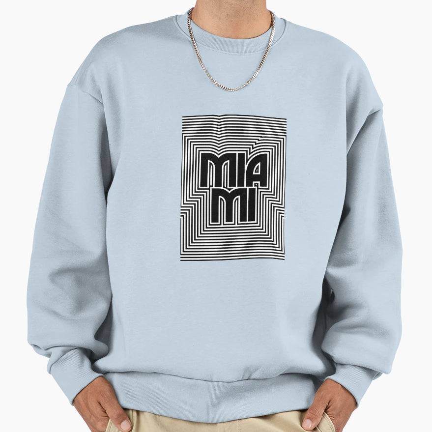 Miami City Text Pattern Usa Sweatshirt - Fun Novelty Design for Adults - T-Shirt, Sweatshirt, Hoodie