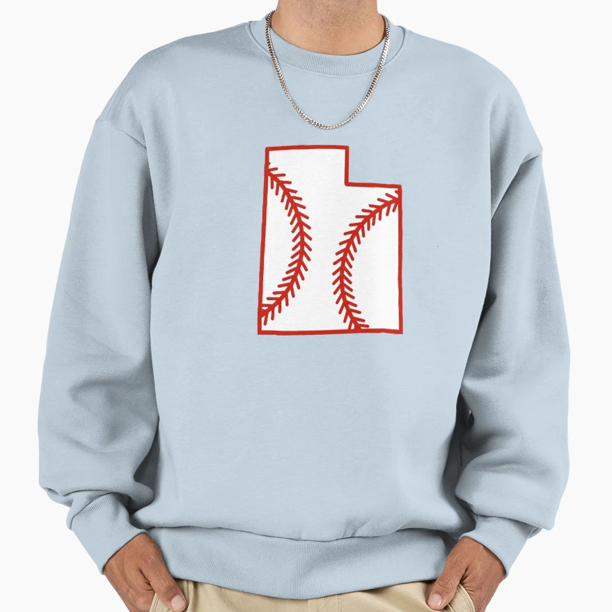 Utah State Outline Baseball Stitch Sweatshirt - Custom Art Print for Adults - T-Shirt, Sweatshirt, Hoodie