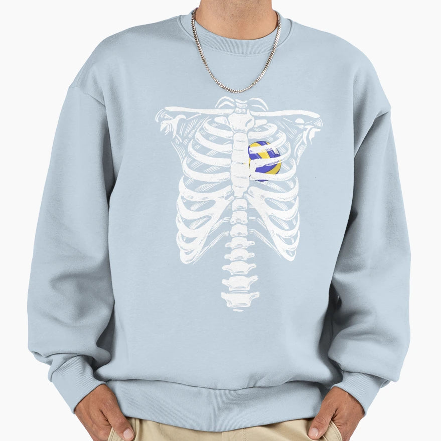 Volleyball Heart Skeleton Ribcage Sweatshirt - Custom Art Print Unisex - T-Shirt, Sweatshirt, Hoodie