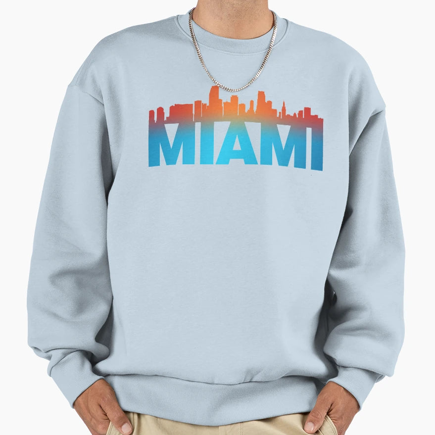 Miami City Skyline Landmark Sweatshirt - Novelty Apparel Unisex - T-Shirt, Sweatshirt, Hoodie