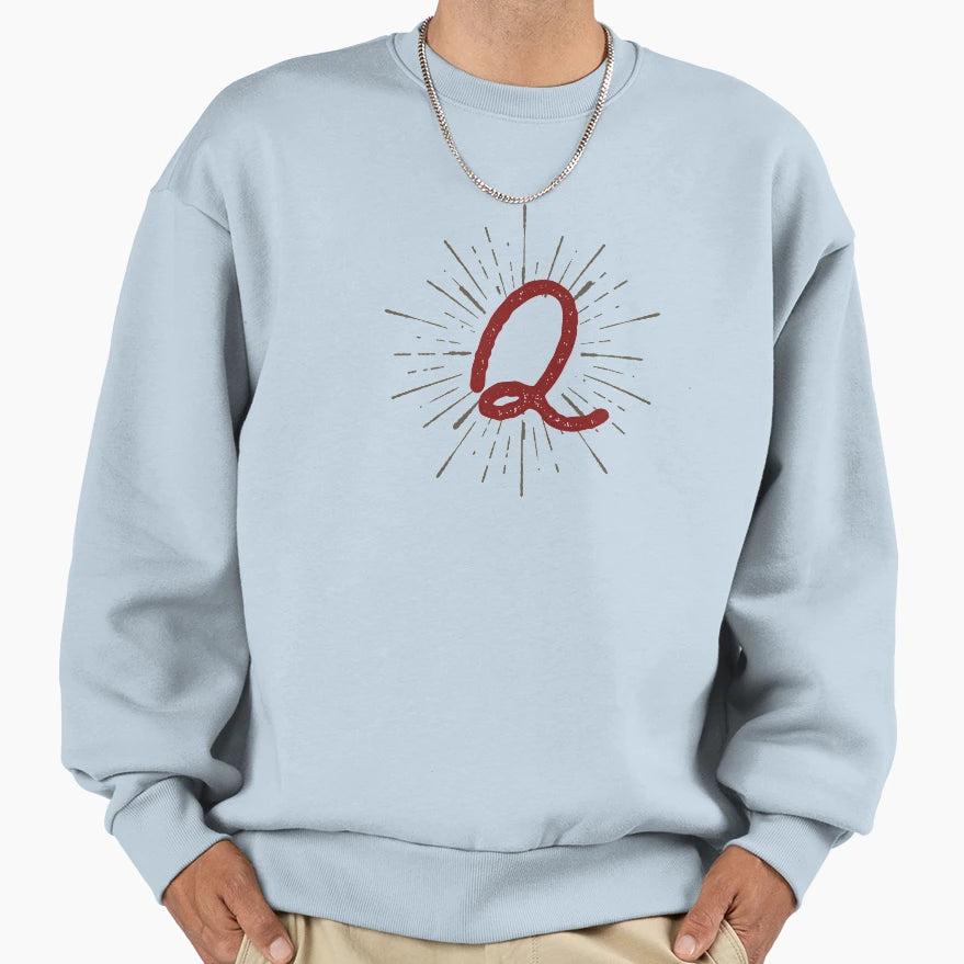 Monogram Q Script And Sunburst Sweatshirt - Casual Everyday Wear Men Women - T-Shirt, Sweatshirt, Hoodie