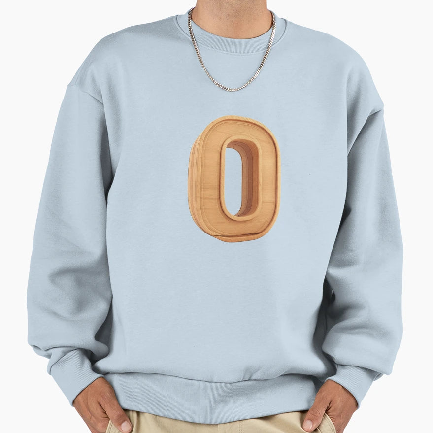 3D Wooden Letter O Minimalist Monogram Sweatshirt - Minimalist Print Unisex - T-Shirt, Sweatshirt, Hoodie