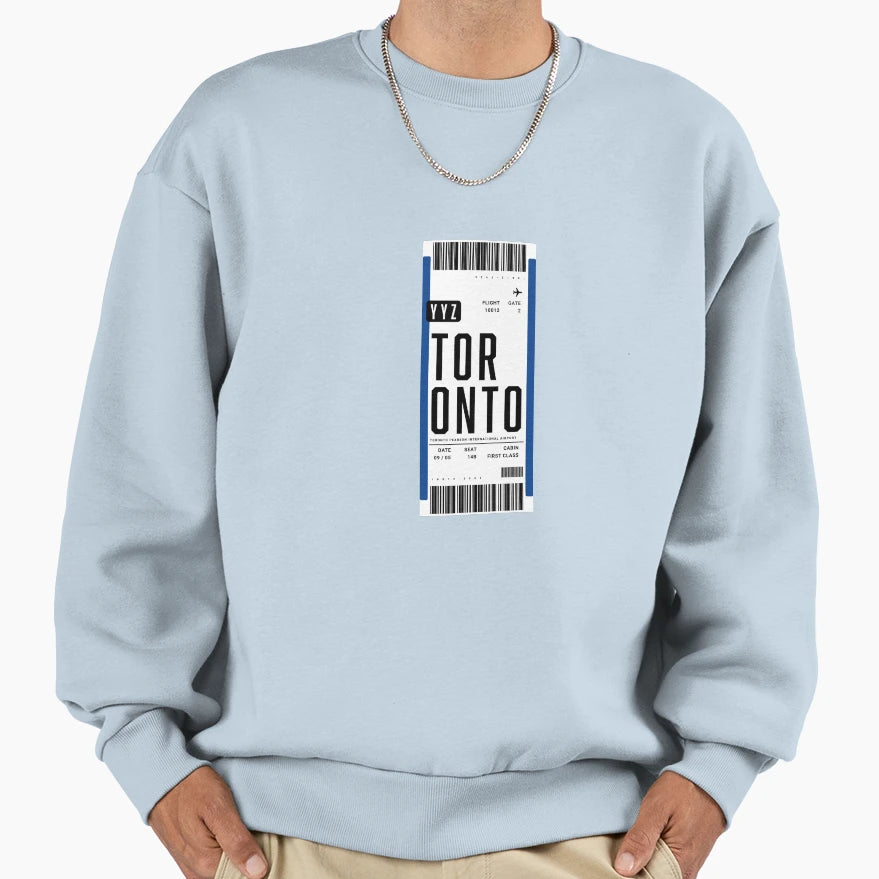 Toronto Plane Ticket Flight Boarding Sweatshirt - Graphic Print Men Women - T-Shirt, Sweatshirt, Hoodie