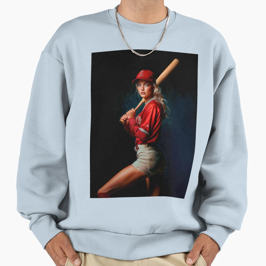 Female Baseball Player Sweatshirt - Novelty Apparel for Adults - T-Shirt, Sweatshirt, Hoodie