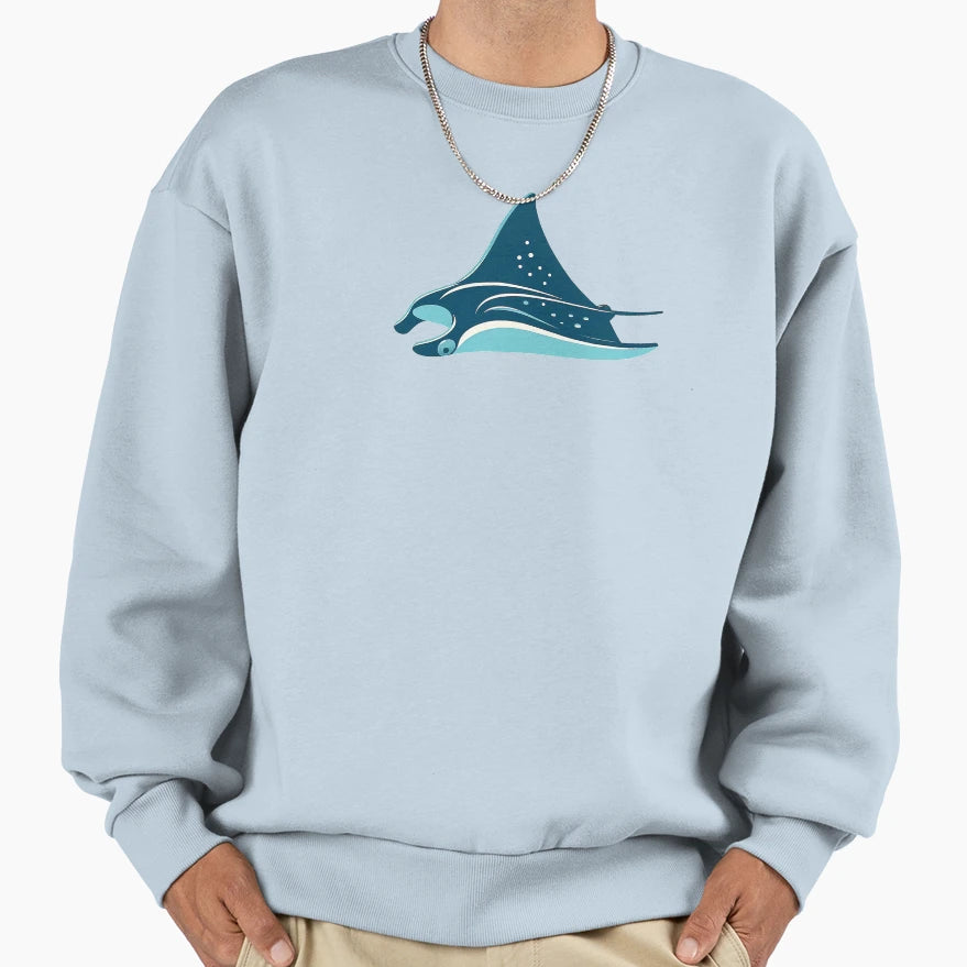 Manta Ray Sweatshirt - Minimalist Print for Adults - T-Shirt, Sweatshirt, Hoodie