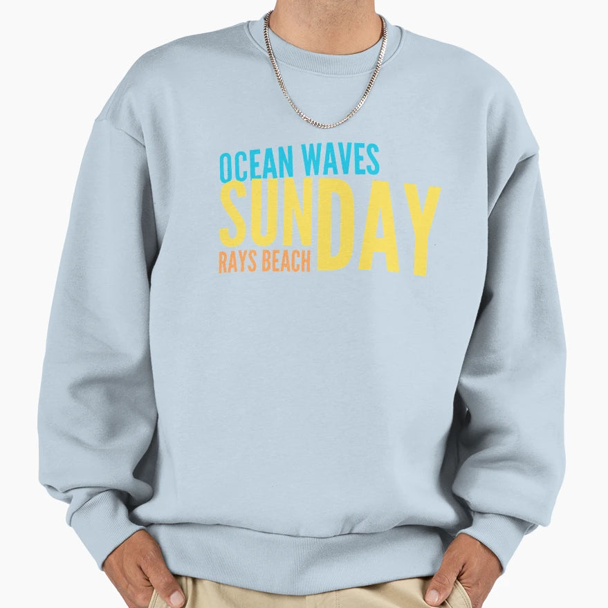 Ocean Waves Sun Rays Beach Days Sweatshirt - Casual Everyday Wear Unisex - T-Shirt, Sweatshirt, Hoodie