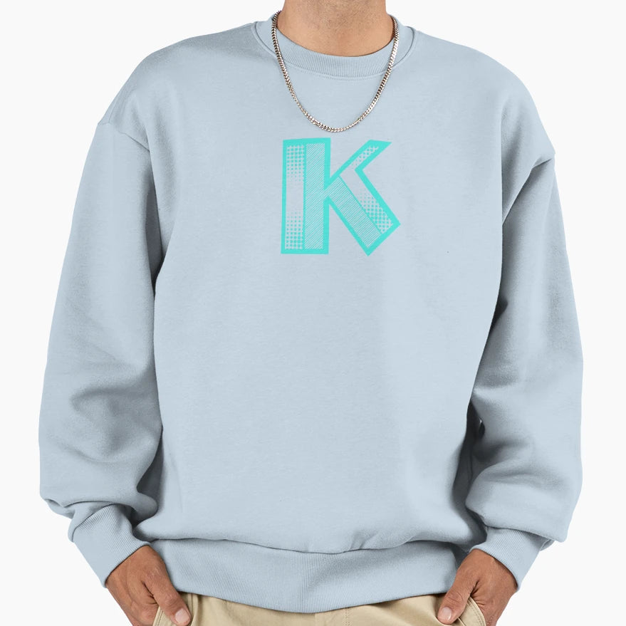 Modern Monogram Initial Letter K Sweatshirt - Custom Art Print Men Women - T-Shirt, Sweatshirt, Hoodie