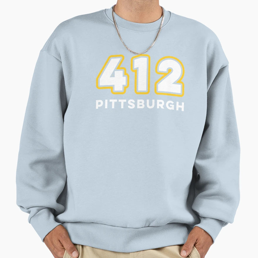 Pittsburgh 412 Area Code Steel Sweatshirt - Minimalist Print Men Women - T-Shirt, Sweatshirt, Hoodie