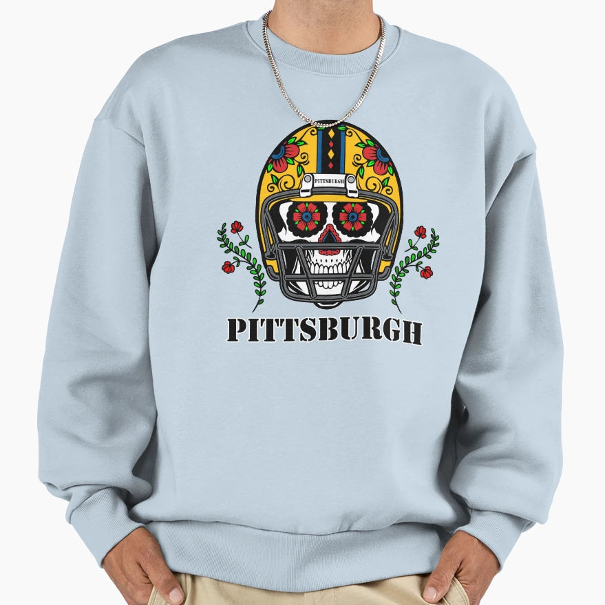 Pittsburgh Football Helmet Sweatshirt - Casual Everyday Wear for Adults - T-Shirt, Sweatshirt, Hoodie