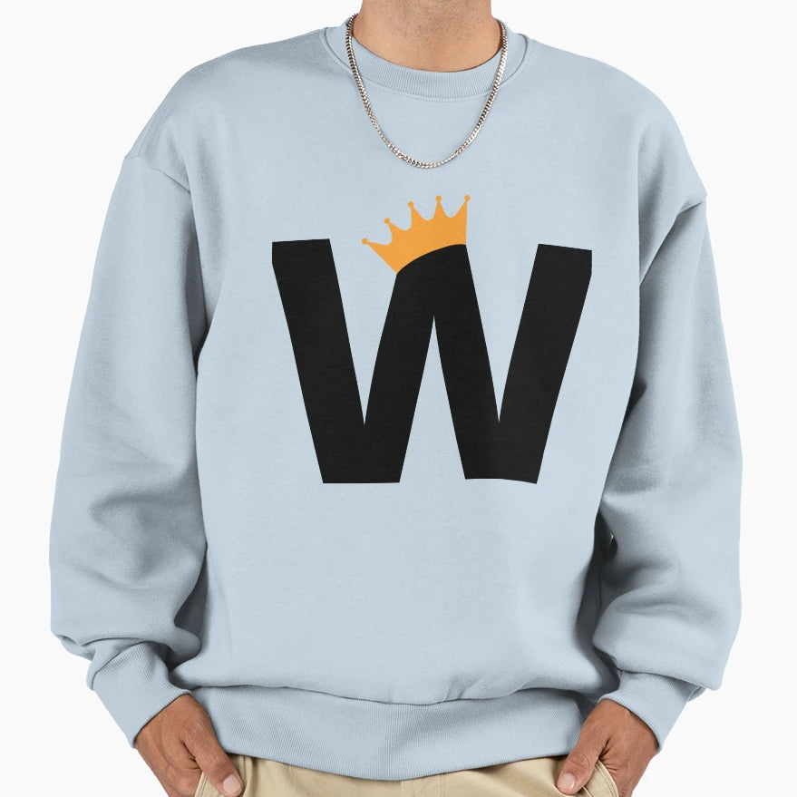 Crowned Monogram Letter W Sweatshirt - Fun Novelty Design for Adults - T-Shirt, Sweatshirt, Hoodie