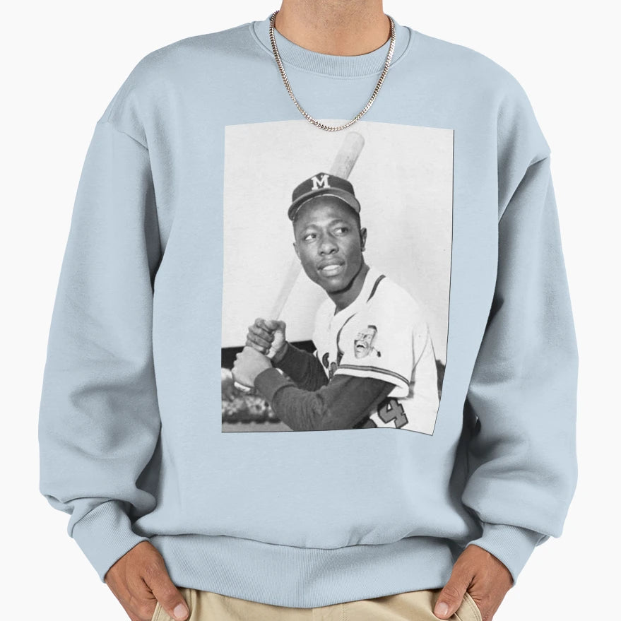 Hammerin Hank Aaron Bw Sweatshirt - Graphic Print for Adults - T-Shirt, Sweatshirt, Hoodie