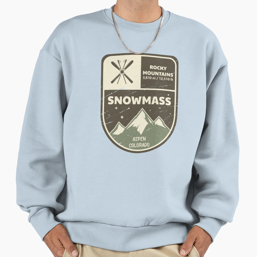 Snowmass Aspen Rocky Mountains Sweatshirt - Unique Graphic for Adults - T-Shirt, Sweatshirt, Hoodie