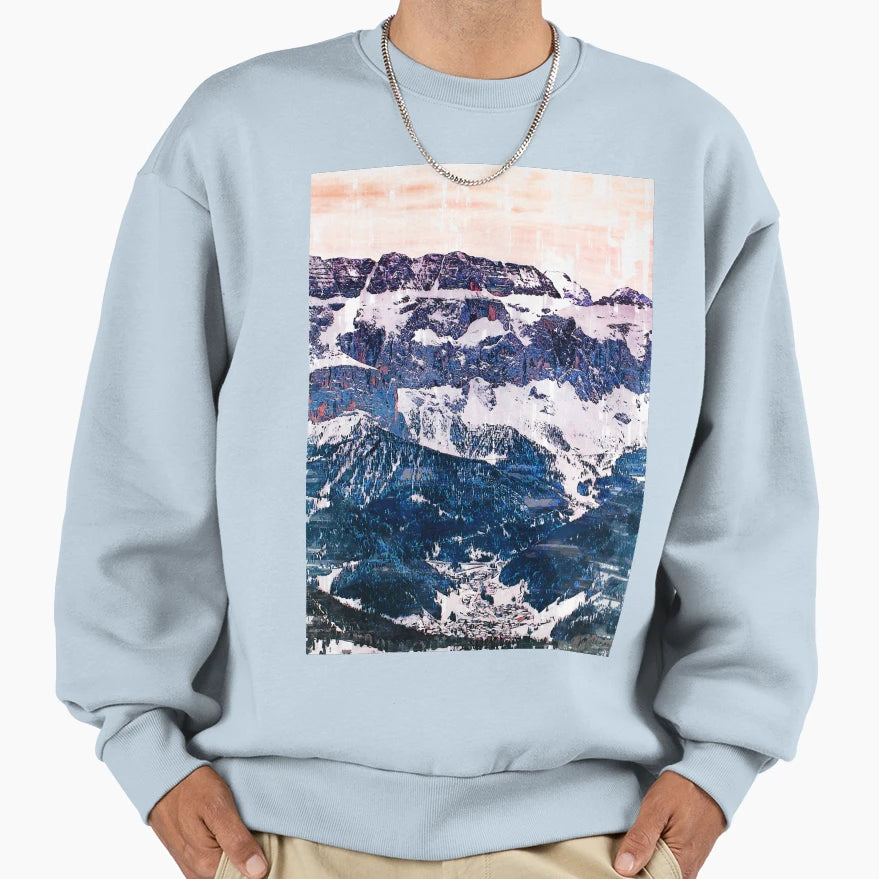 Abstract Snowy Mountain Range Sweatshirt - Custom Art Print Men Women - T-Shirt, Sweatshirt, Hoodie