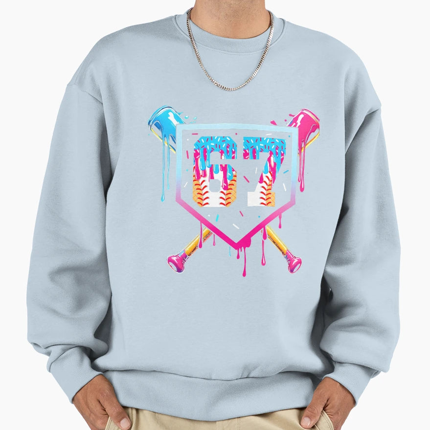 Baseball Drip Ice Cream Funny Sweatshirt - Novelty Apparel for Adults - T-Shirt, Sweatshirt, Hoodie