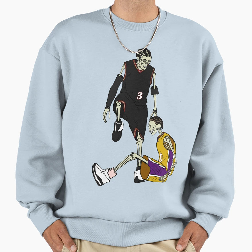 Skeleton Allen Iverson Steps Over Sweatshirt - Trendy Graphic for Adults - T-Shirt, Sweatshirt, Hoodie