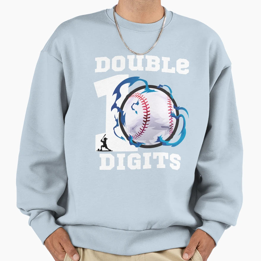 Double Digits Birthday Baseball Sweatshirt - Novelty Apparel Men Women - T-Shirt, Sweatshirt, Hoodie