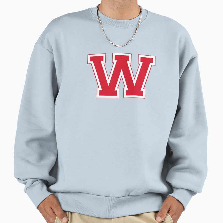 Red Varsity Letter W Sweatshirt - Aesthetic Graphic Men Women - T-Shirt, Sweatshirt, Hoodie