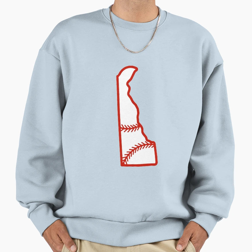 Delaware State Outline Baseball Sweatshirt - Trendy Graphic for Adults - T-Shirt, Sweatshirt, Hoodie