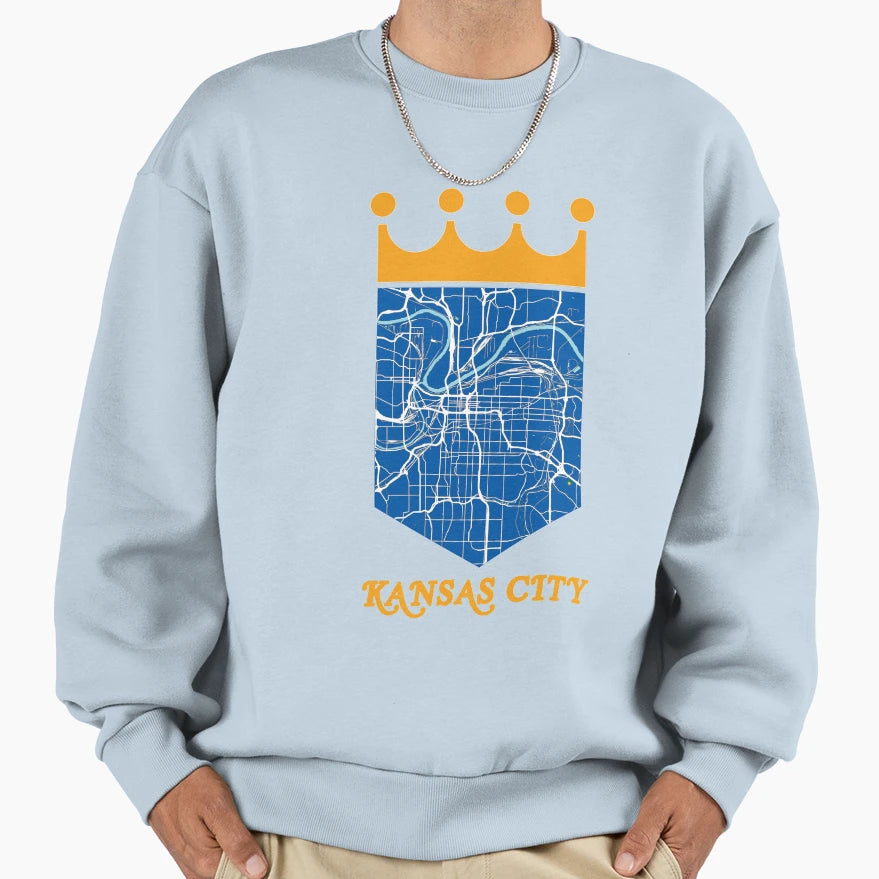 Kansas City Crown Map Sweatshirt - Novelty Apparel Unisex - T-Shirt, Sweatshirt, Hoodie