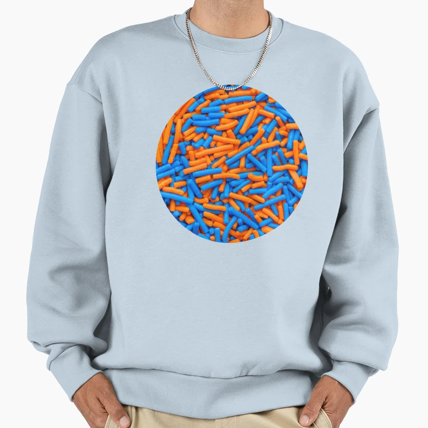 Orange And Blue Sprinkle Dessert Sweatshirt - Custom Art Print Unisex - T-Shirt, Sweatshirt, Hoodie