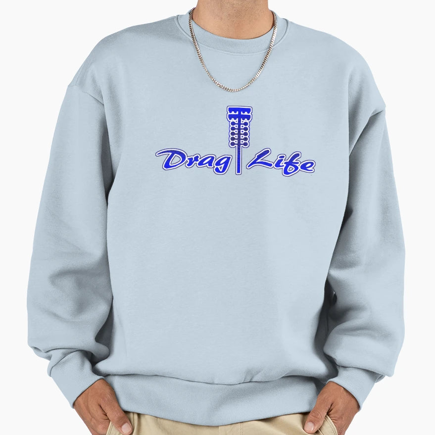 Drag Life Blue Logo Sweatshirt - Minimalist Print Unisex - T-Shirt, Sweatshirt, Hoodie